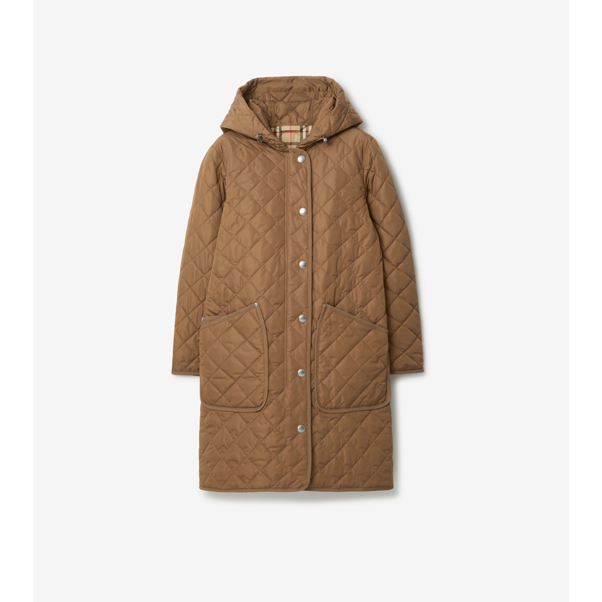 Burberry Hooded Quilted Padded Shell Coat In Dusty Caramel