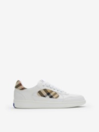 Leather and Check Terrace Sneakers​ in colour White