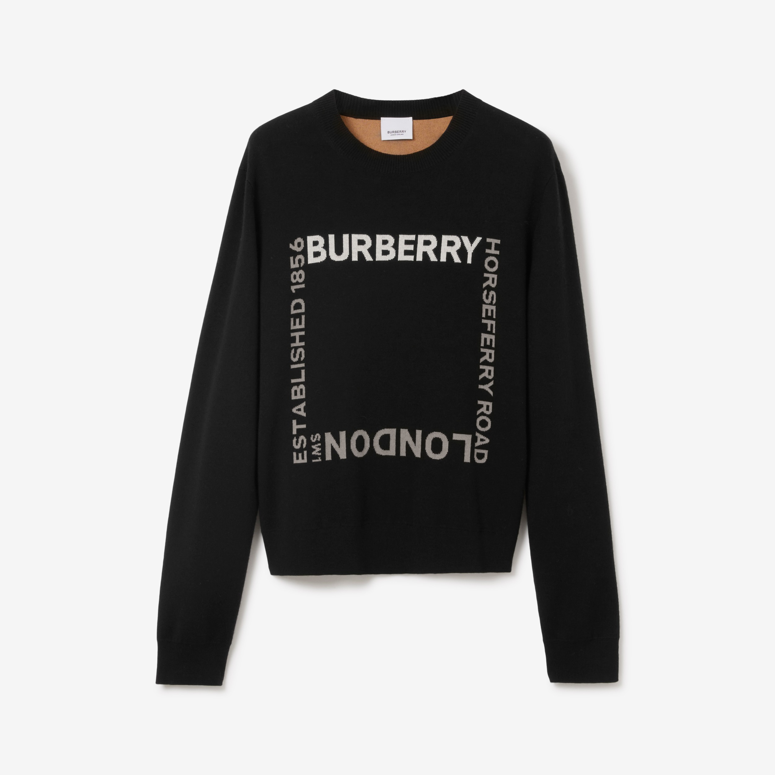 Horseferry Square Wool Blend Jacquard Sweater in Black - Women | Burberry®  Official