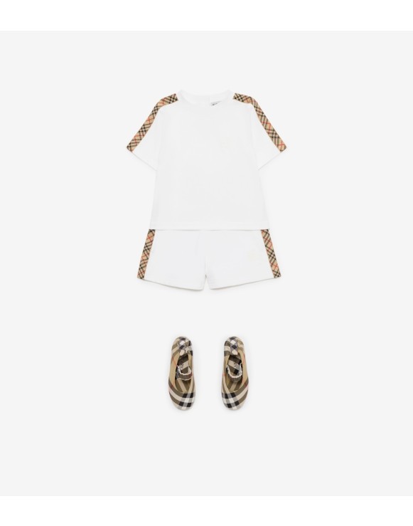 T-shirt in cotone con finiture Check