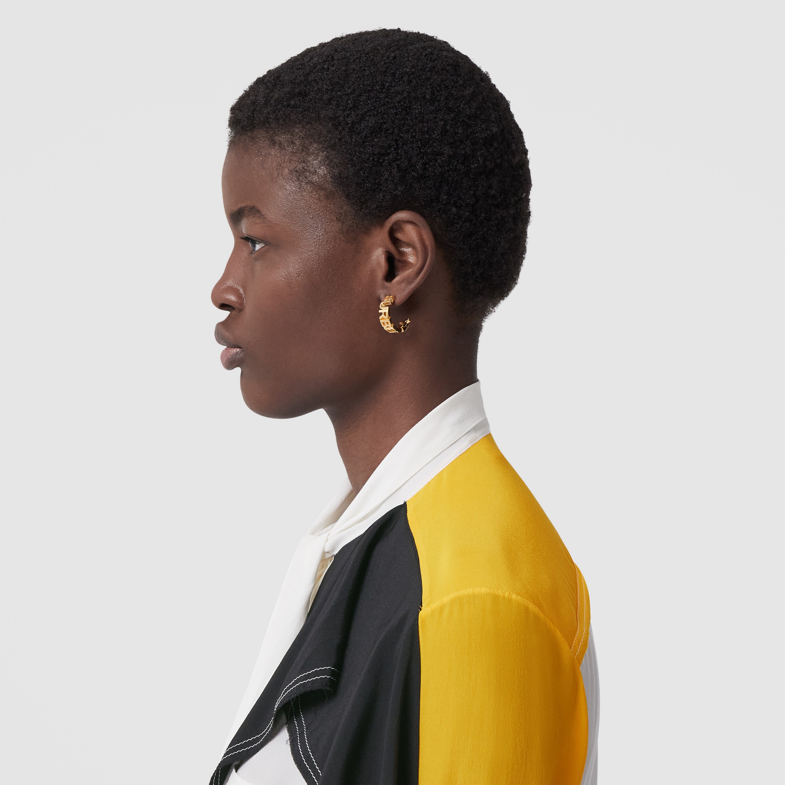 Gold-plated Logo Hoop Earrings in Light - Women | Burberry® Official - 3