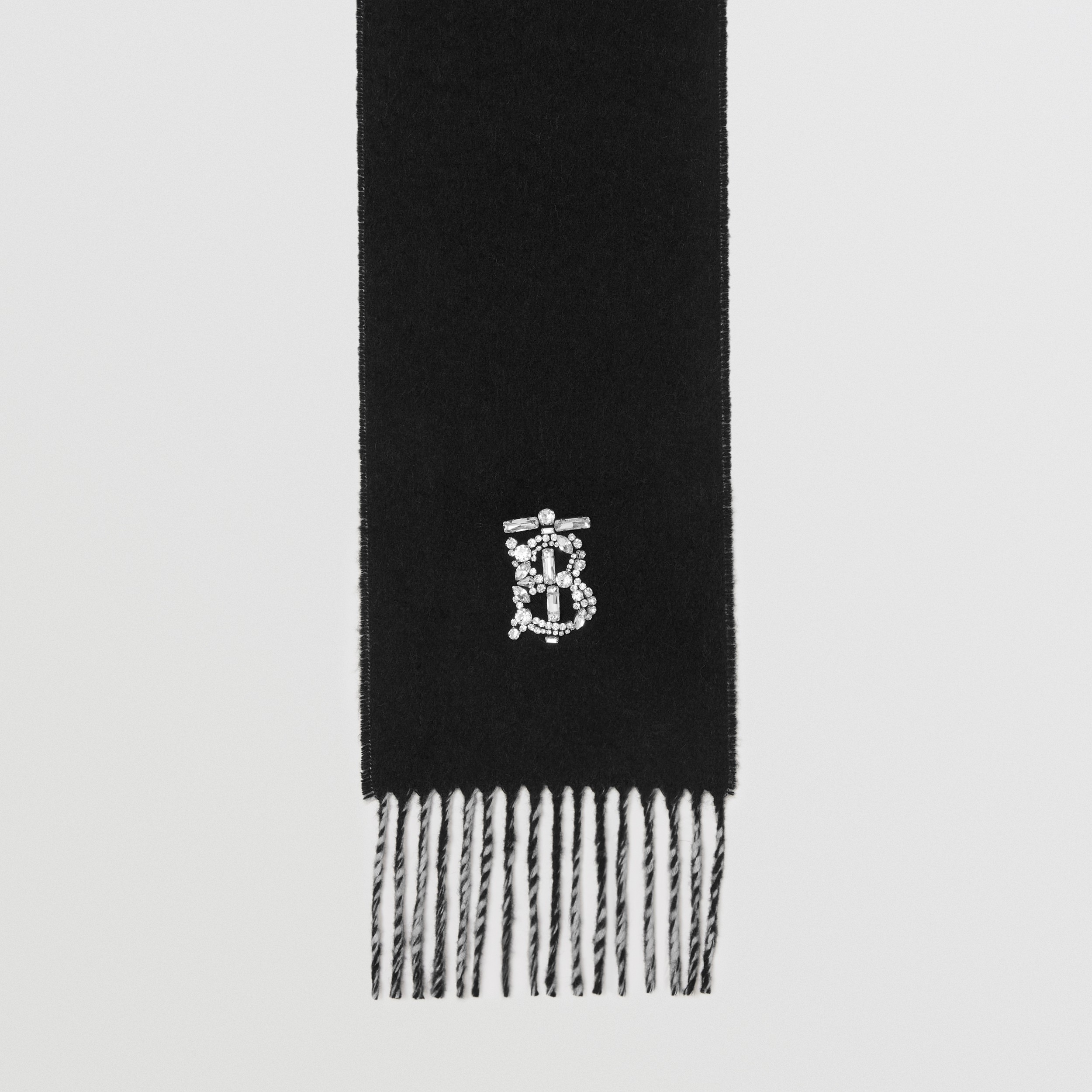 双面两用人造水晶专属标识羊绒围巾 (黑色 / 浅灰色) | Burberry® 博柏利官网 - 2