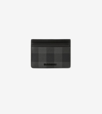 Check Card Case in Charcoal - Men, Canvas | Burberry® Official