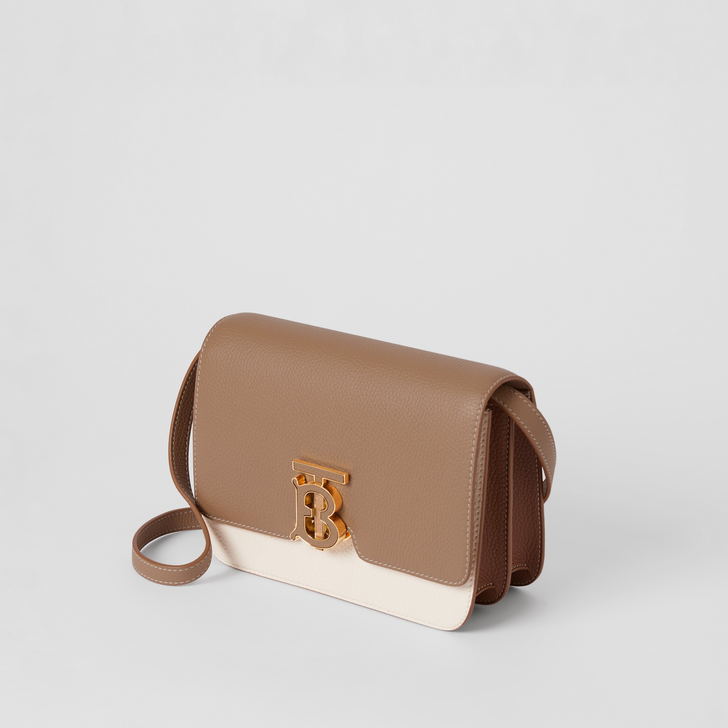 Two-tone Grainy Leather Small TB Bag in Camel/alabaster Beige/warm Tan - Women | Burberry® Official - 4