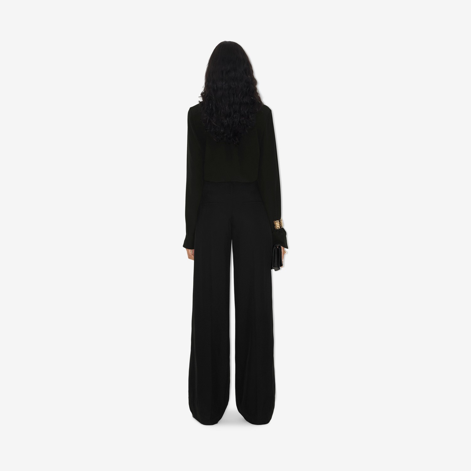 Pantalones de pernera ancha en raso (Negro) - Mujer | Burberry® oficial