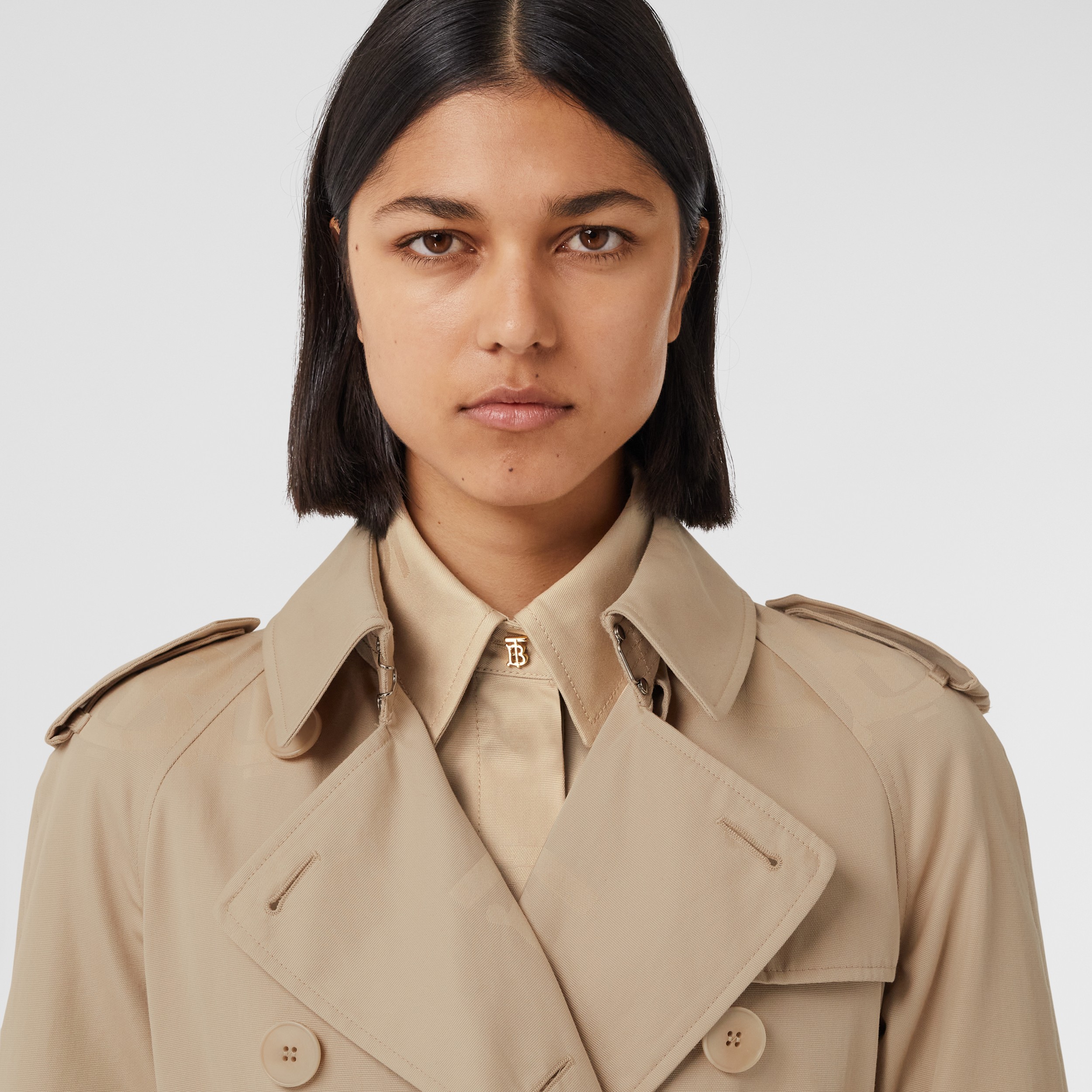 Monogram Motif Cotton Jacquard Trench Coat in Soft Fawn - Women | Burberry® Official - 2