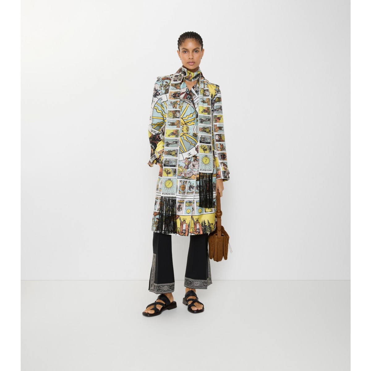  Printed Long Tarot Print Foxfield Trench Coat