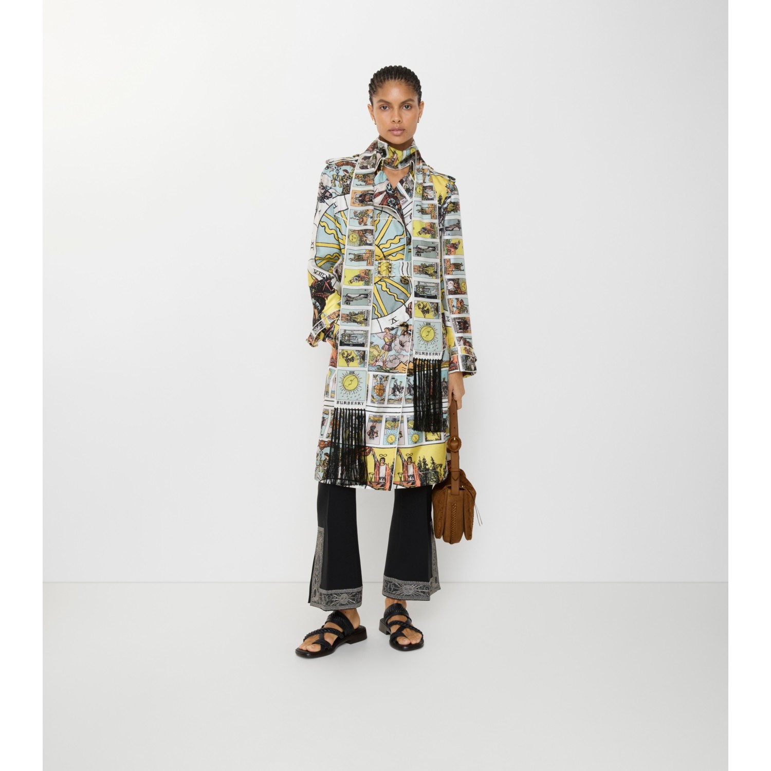 Long Tarot Print Silk Foxfield Trench Coat - thumbnail 2
