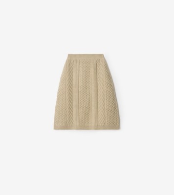 EKD Aran Knit Wool Skirt in Beige melange - Women | Burberry® Official