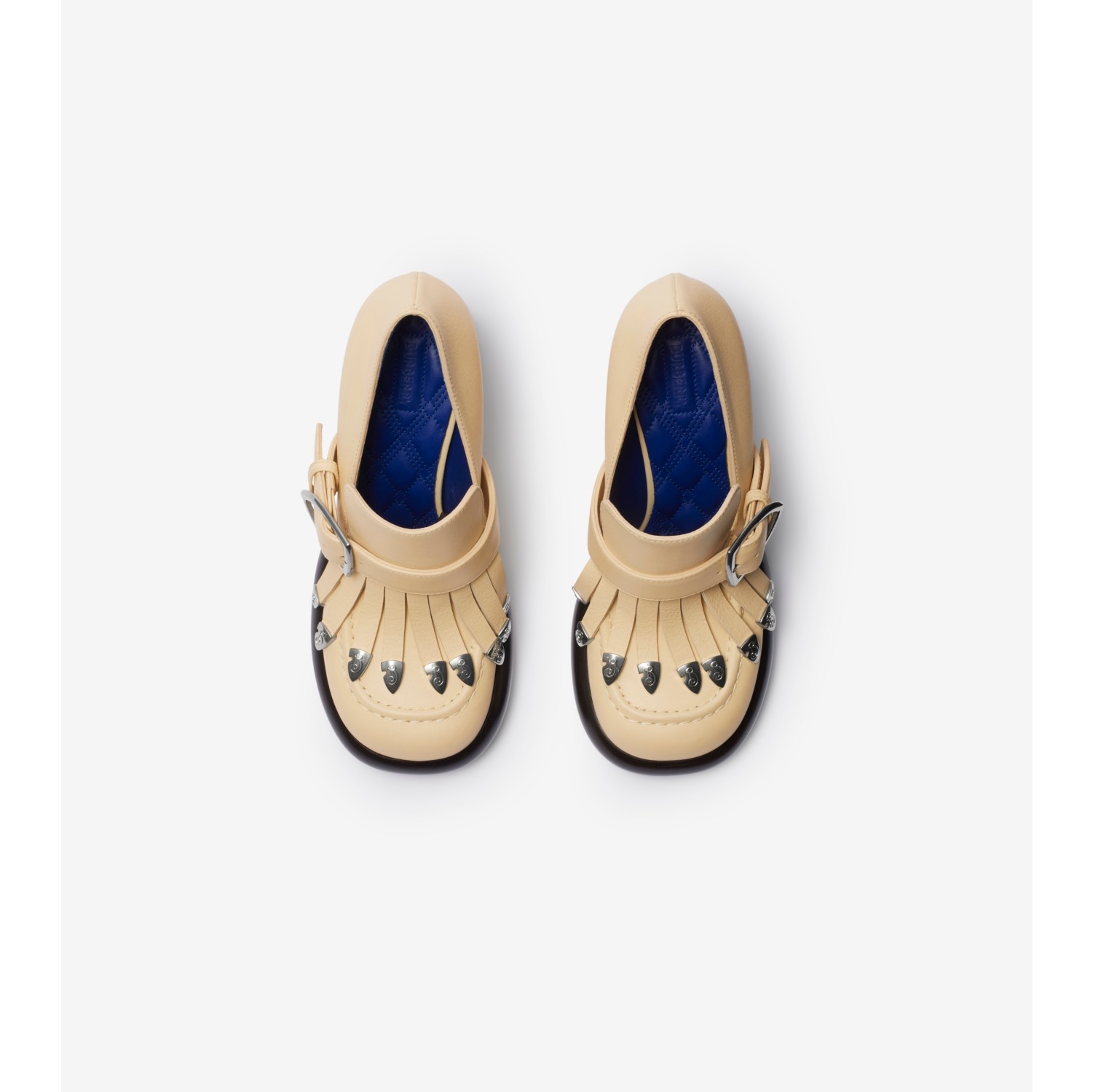 Leather Wedge Fringe Heeled Loafers