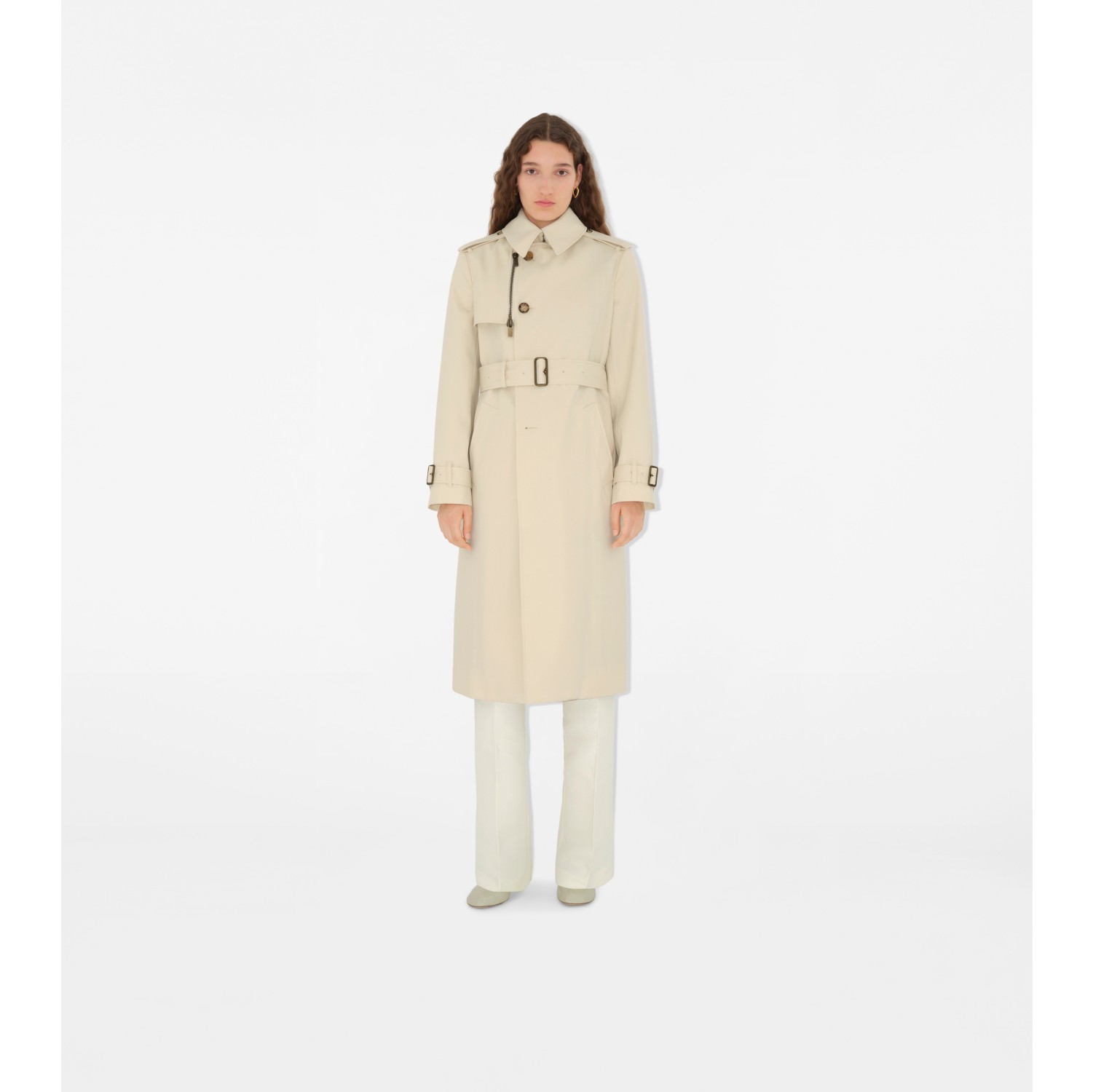 Long Cotton Blend Trench Coat