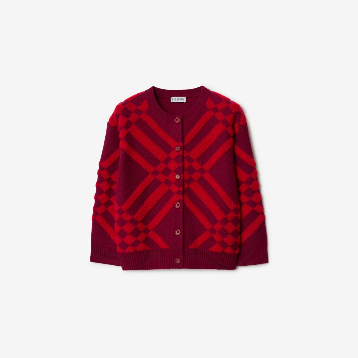 Shop Burberry Childrens Check Wool Cashmere Cardigan In Ripple
