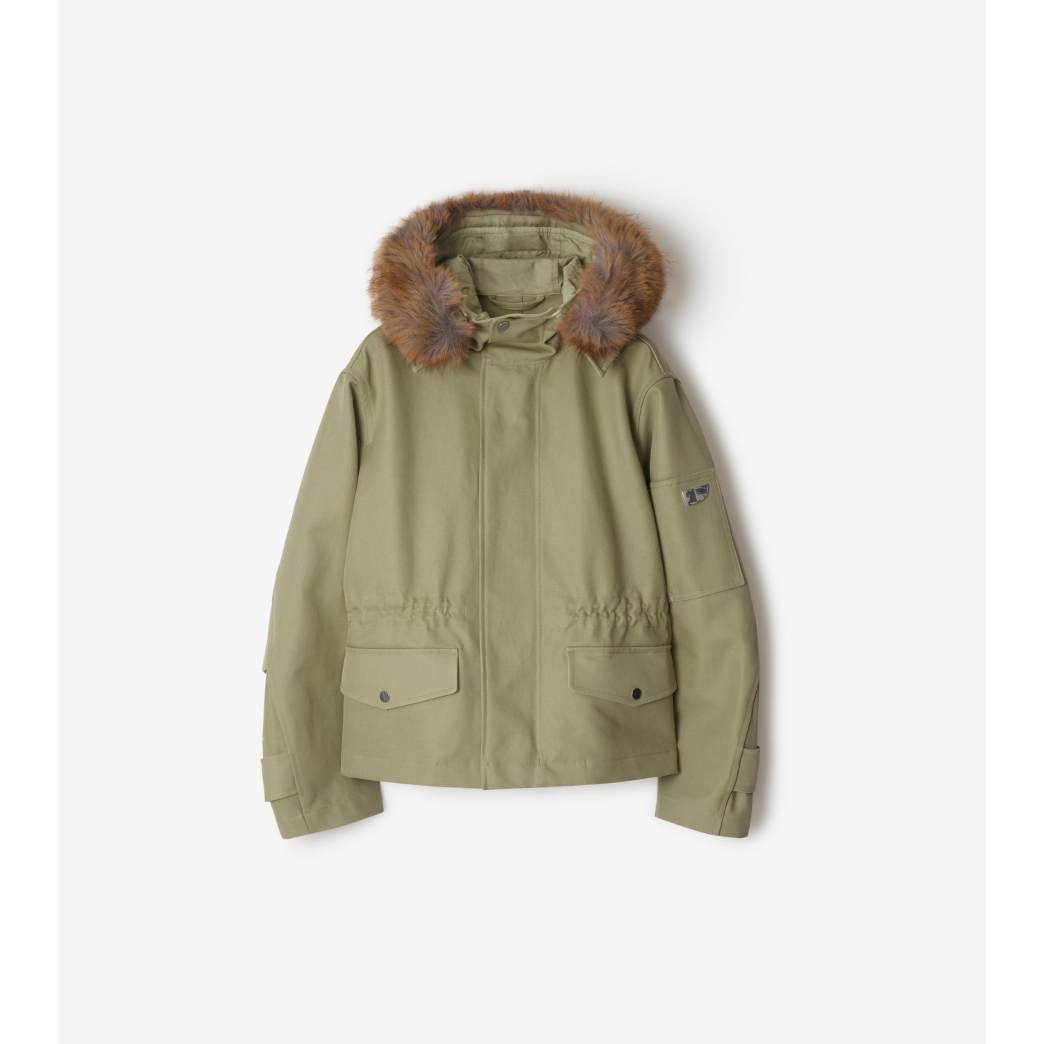 Parka courte en coton avec fausse fourrure