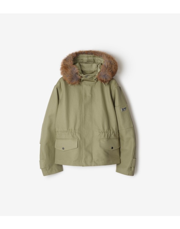 Parka courte en coton avec fausse fourrure