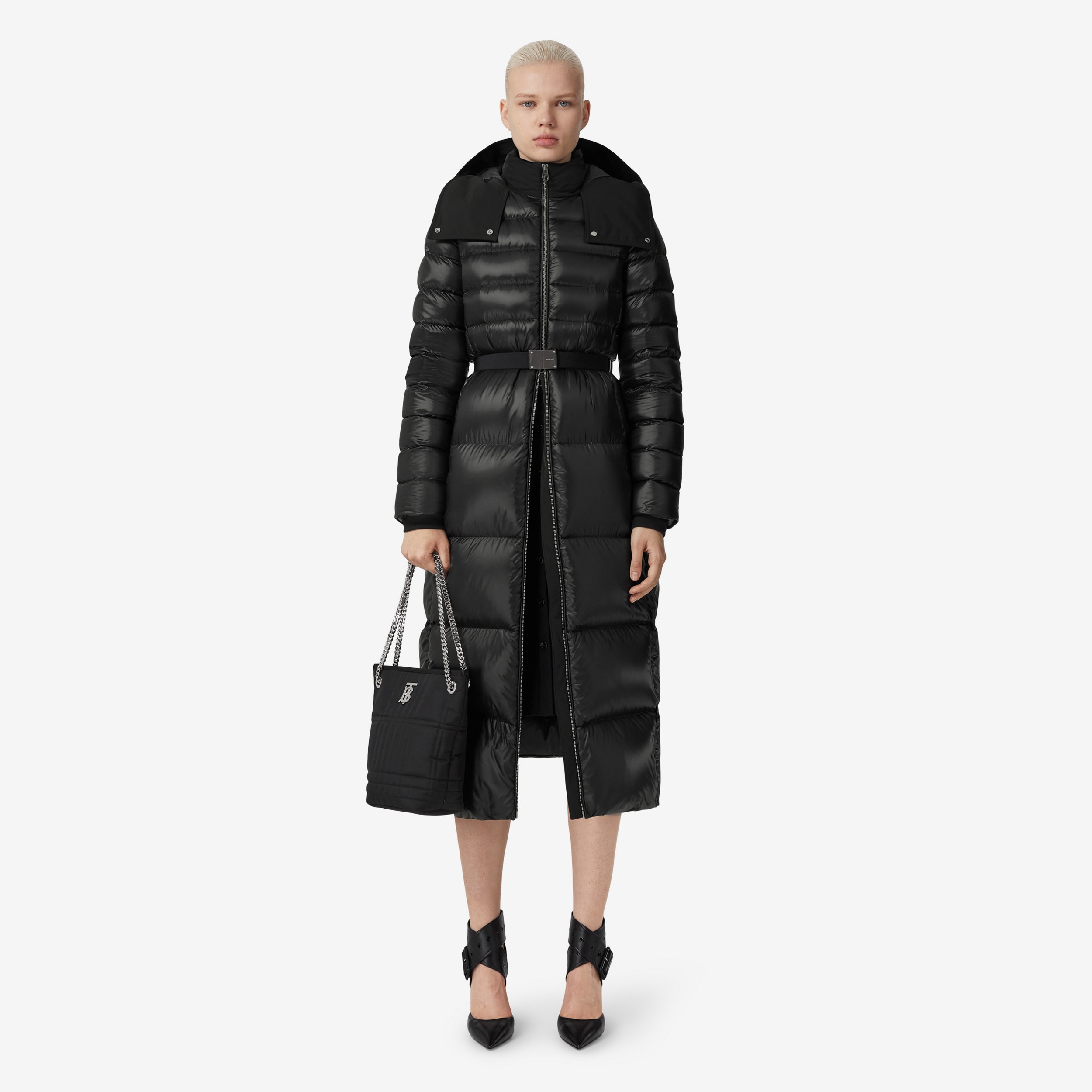 Contrast Hood Nylon Puffer Coat in Black - Women | Burberry® Official - 2