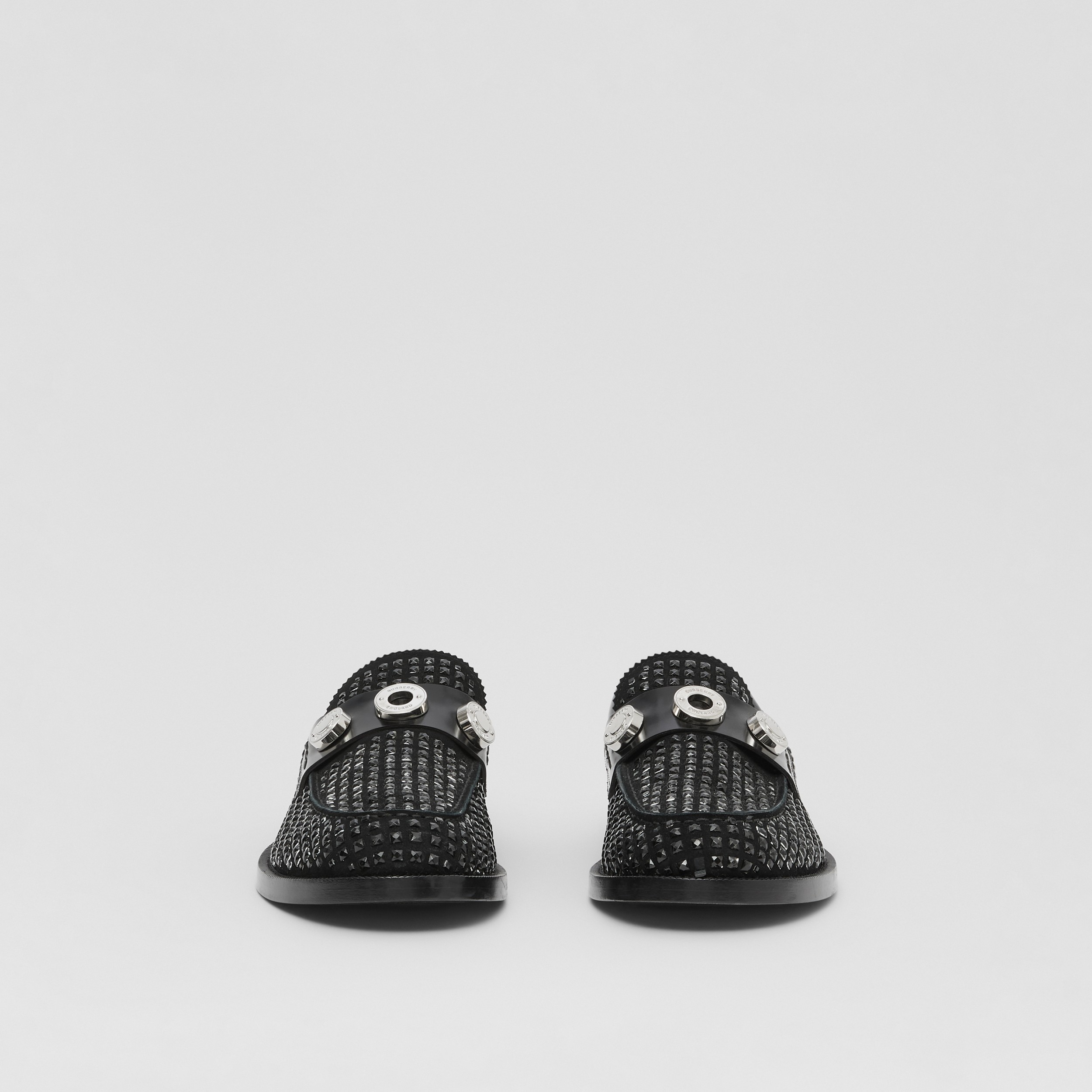 Logo Detail Crystal-embellished Suede Loafers in Black - Men | Burberry® Official - 4