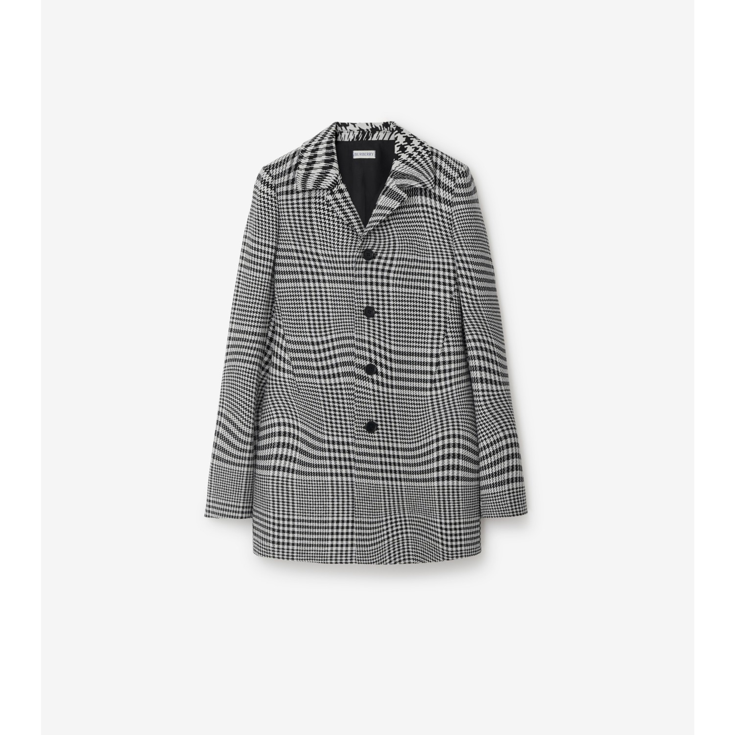 Warped Houndstooth Wool Jacket in Monochrome - Women, Nylon | Burberry ...