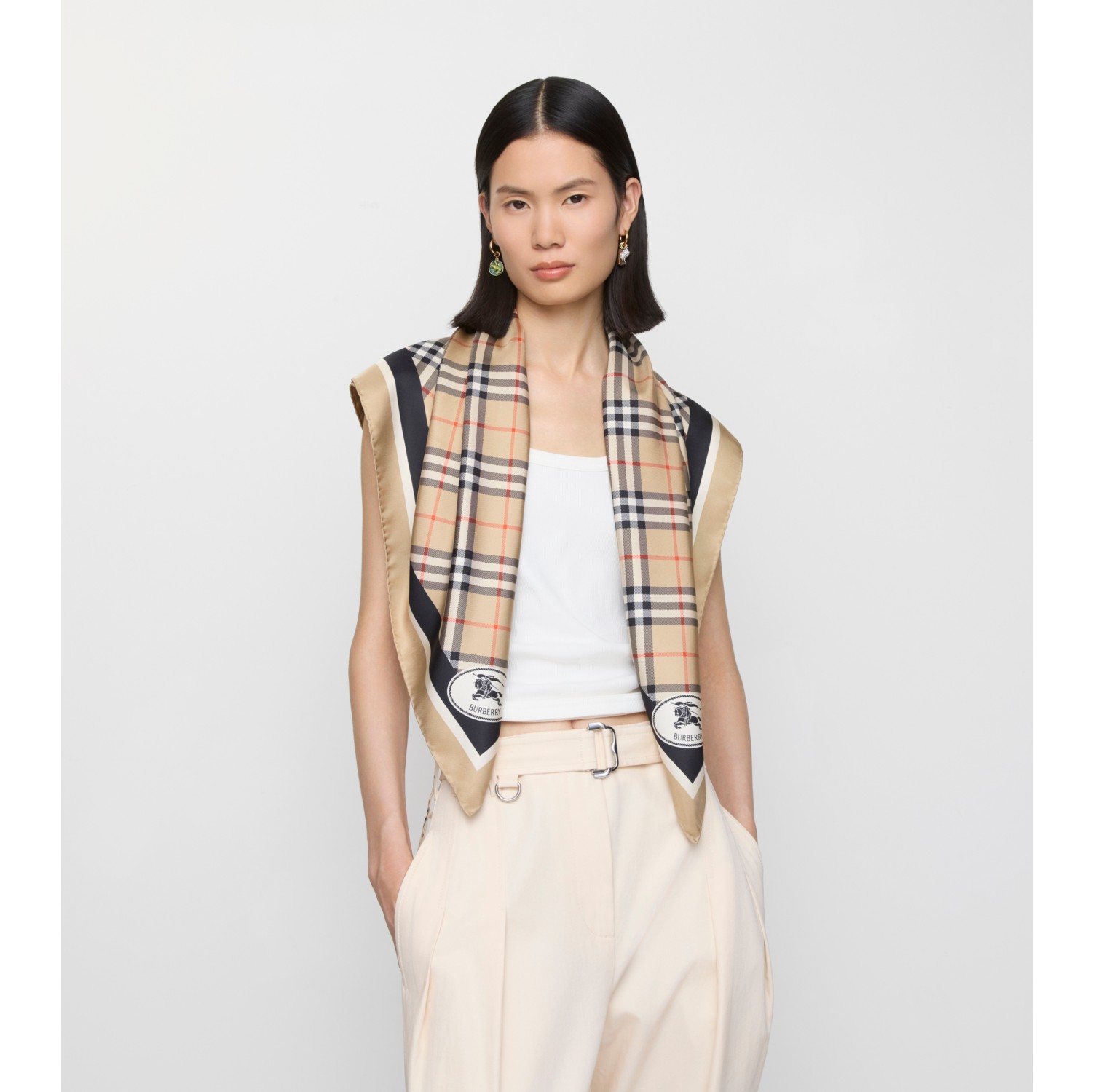 Check Silk Scarf