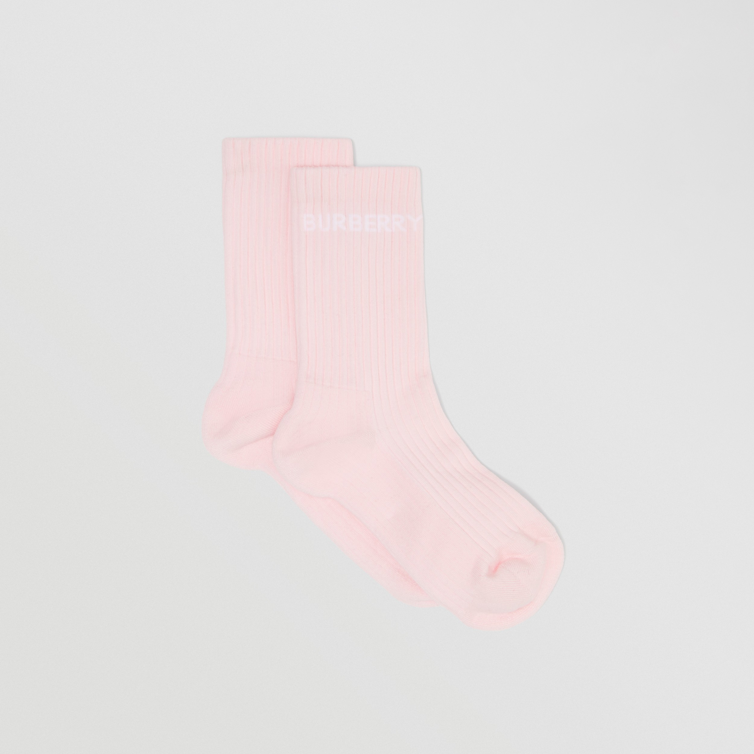 Socken aus technischer Stretchbaumwolle mit Logo in Intarsienoptik (Helles Bonbonrosa) | Burberry® - 4