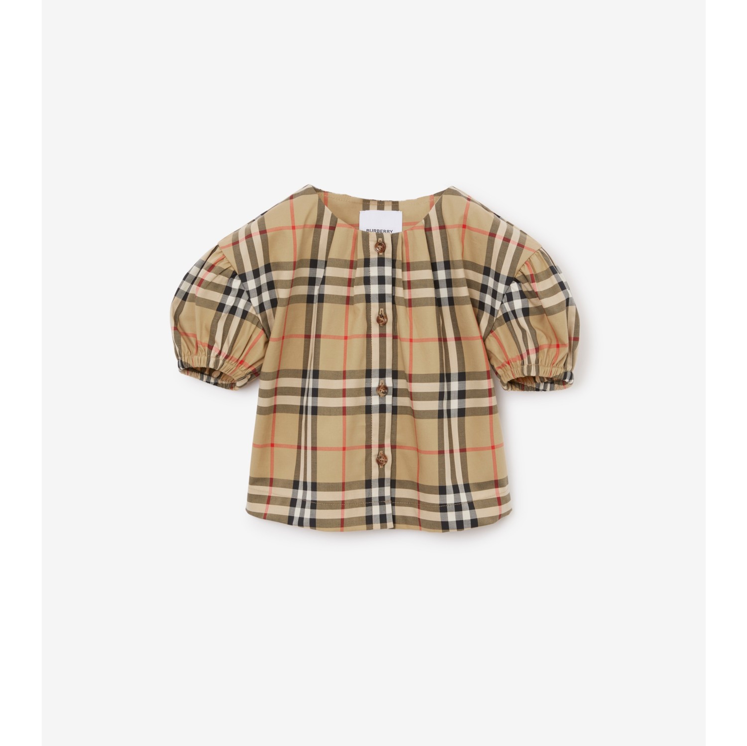 チェック ストレッチコットンツイル ブラウス (アーカイブベージュ) - チルドレンズ | Burberry®公式サイト