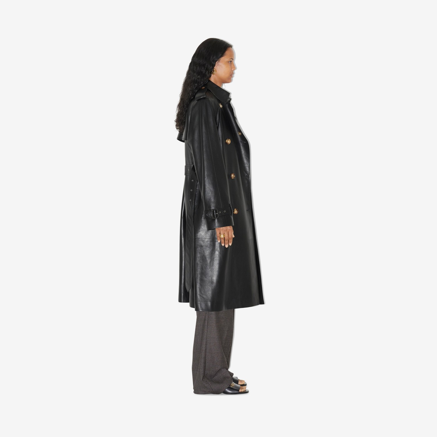 Long Leather Trench Coat