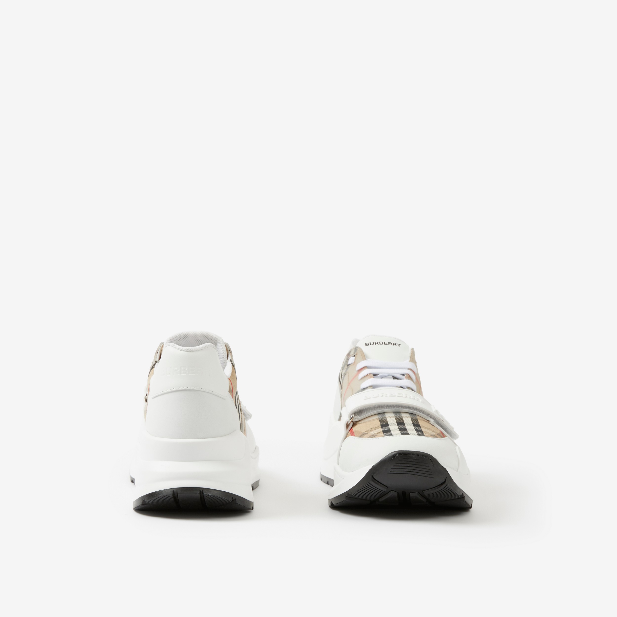 Check and Leather Sneakers in White, Clear - Men | Burberry® Official - 4