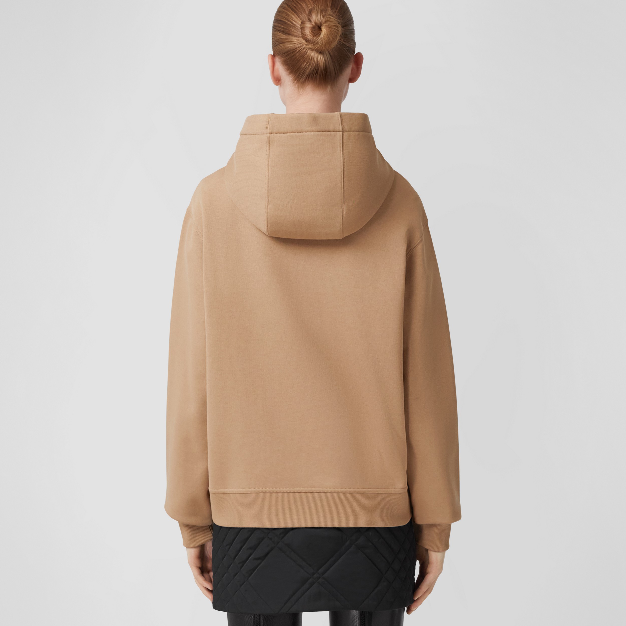 Logo Print Cotton Hoodie in Camel - Women | Burberry® Official - 3