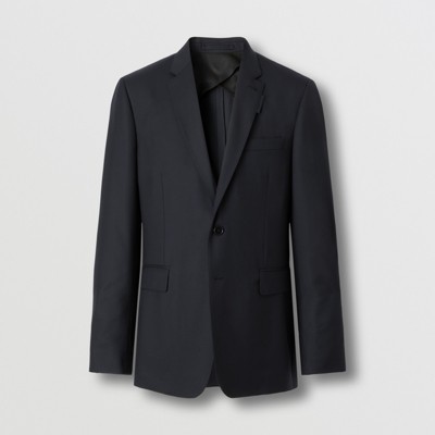 Burberry Wool Tailored Jacket In Dark Navy
