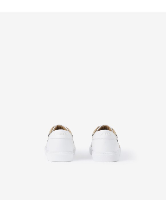 Check and Leather Sneakers