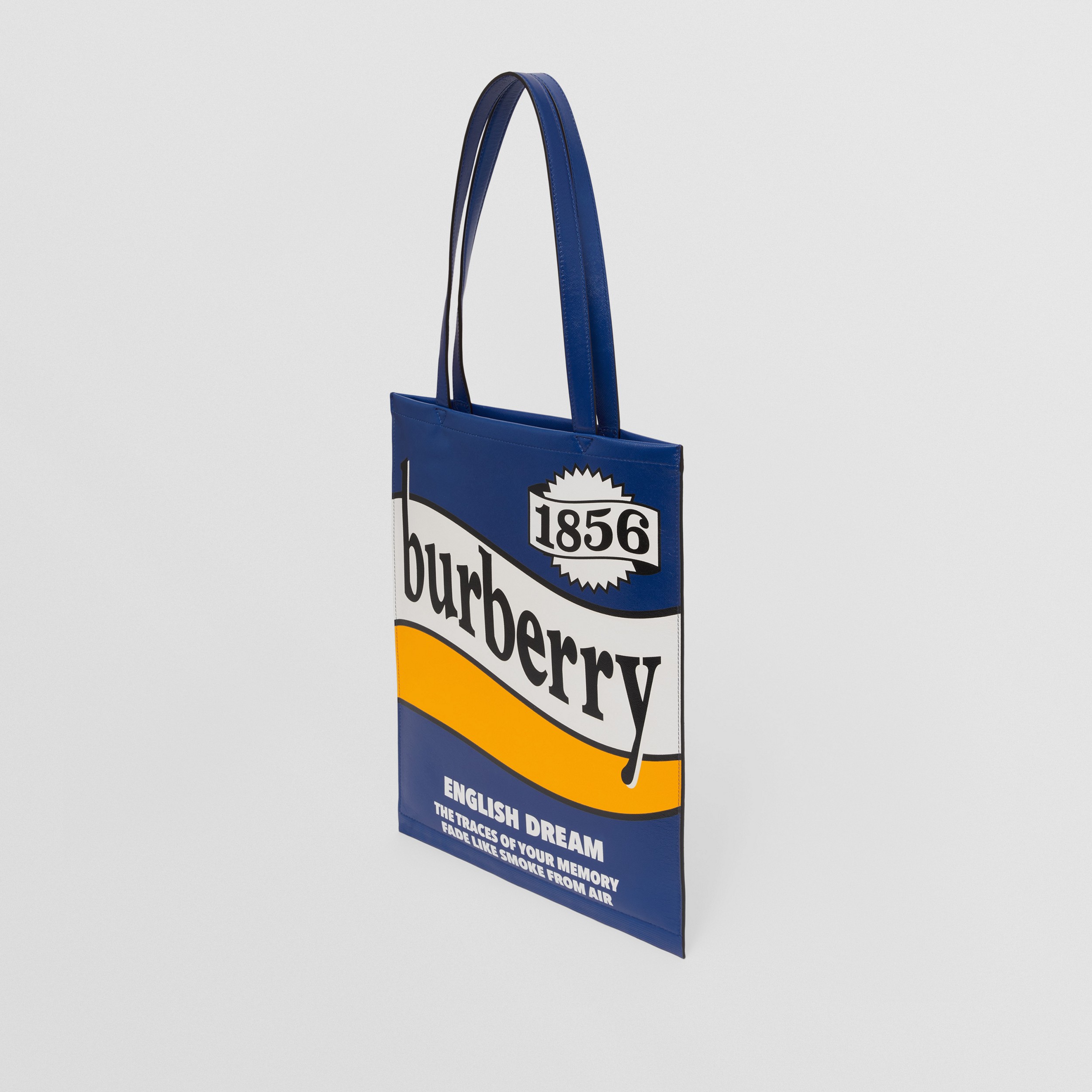 Derbeville test Literature begin Slogan Print Leather Tote Bag in Blue - Men | Burberry® Official