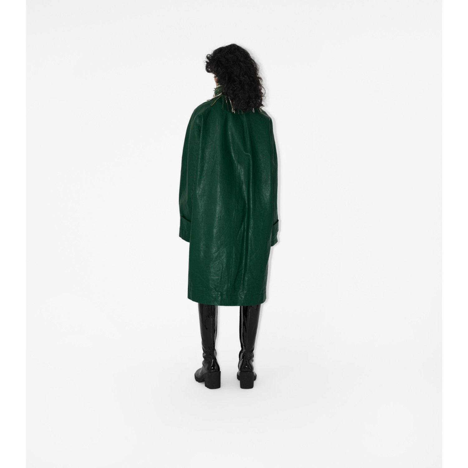 Long Leather Car Coat in Ivy Women Burberry® Official