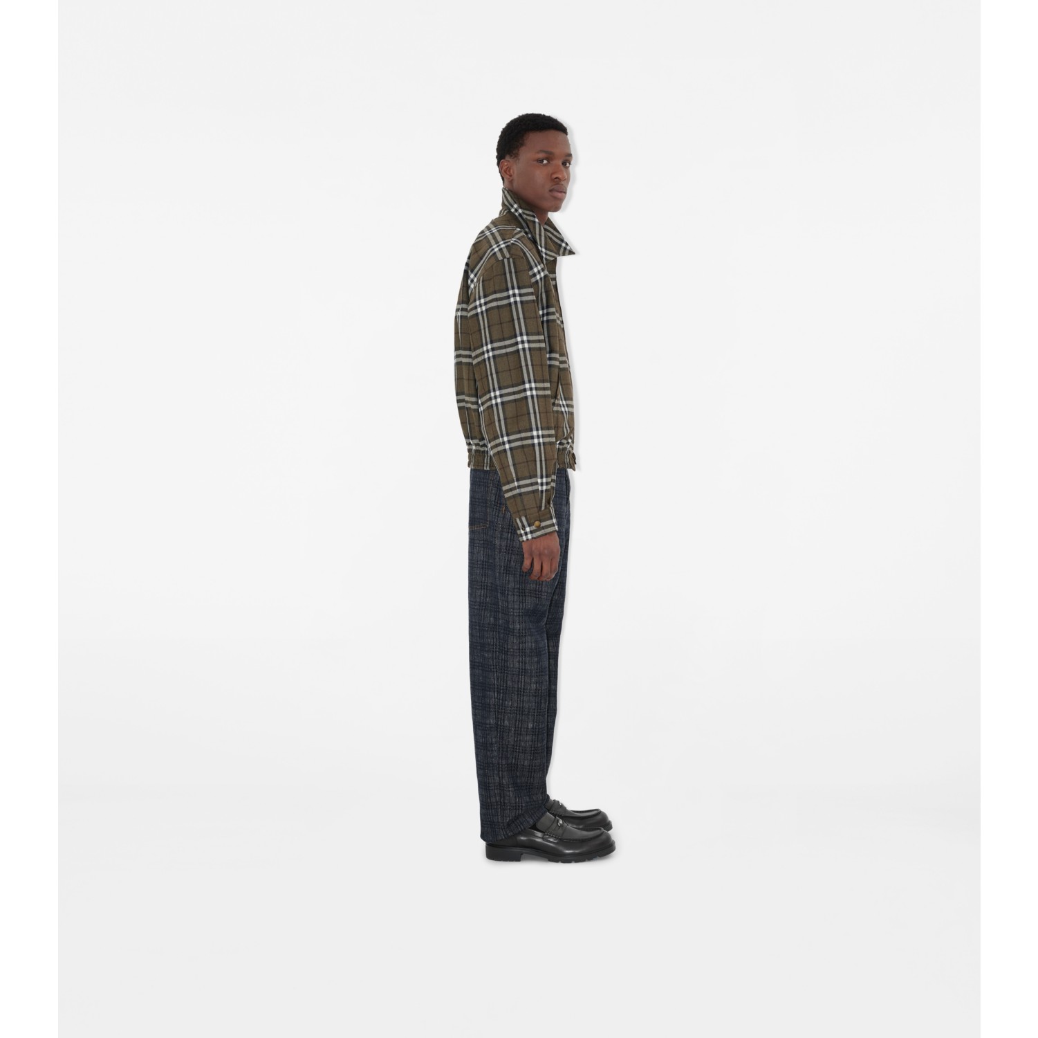 Check Bonded Wool Harrington Jacket