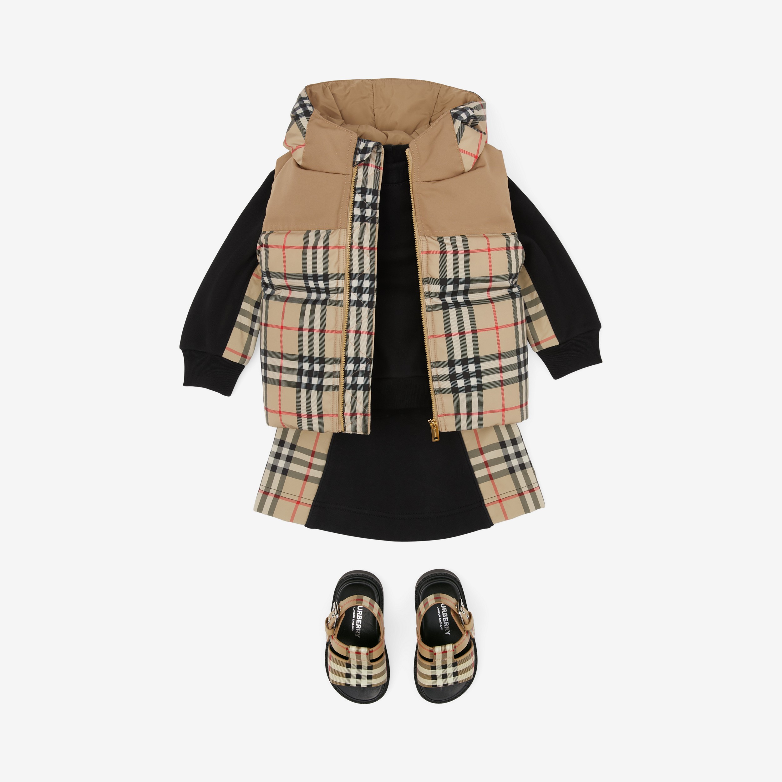Vintage Check Hooded Puffer Gilet in Archive Beige - Children | Burberry® Official - 3