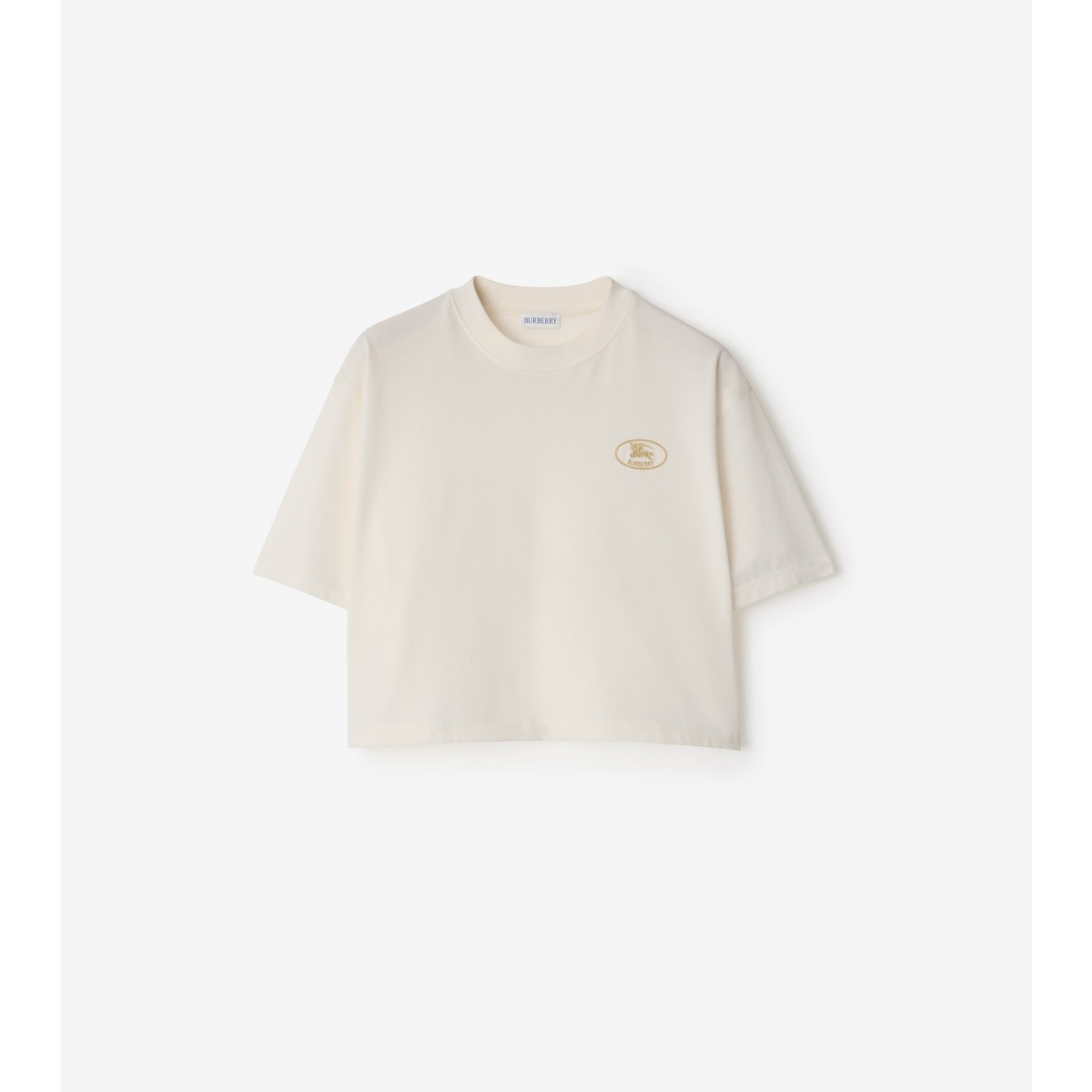 Burberry Crew Neck Cotton T-shirt With Short Sleeves In Chalk