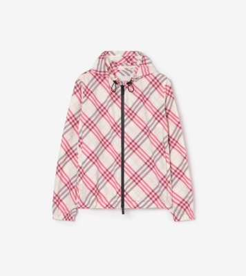 Check Salcombe Hooded Jacket​ in Aubergine purple - Women, Nylon | Burberry® Official