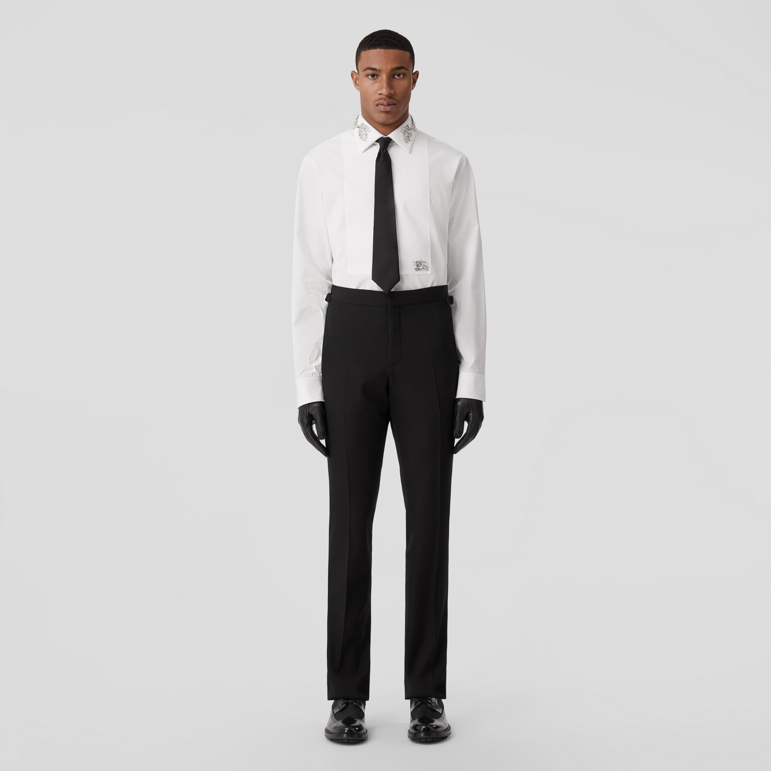 Camicia in cotone con EKD in cristalli e vestibilità slim (Bianco) - Uomo | Sito ufficiale Burberry® - 4