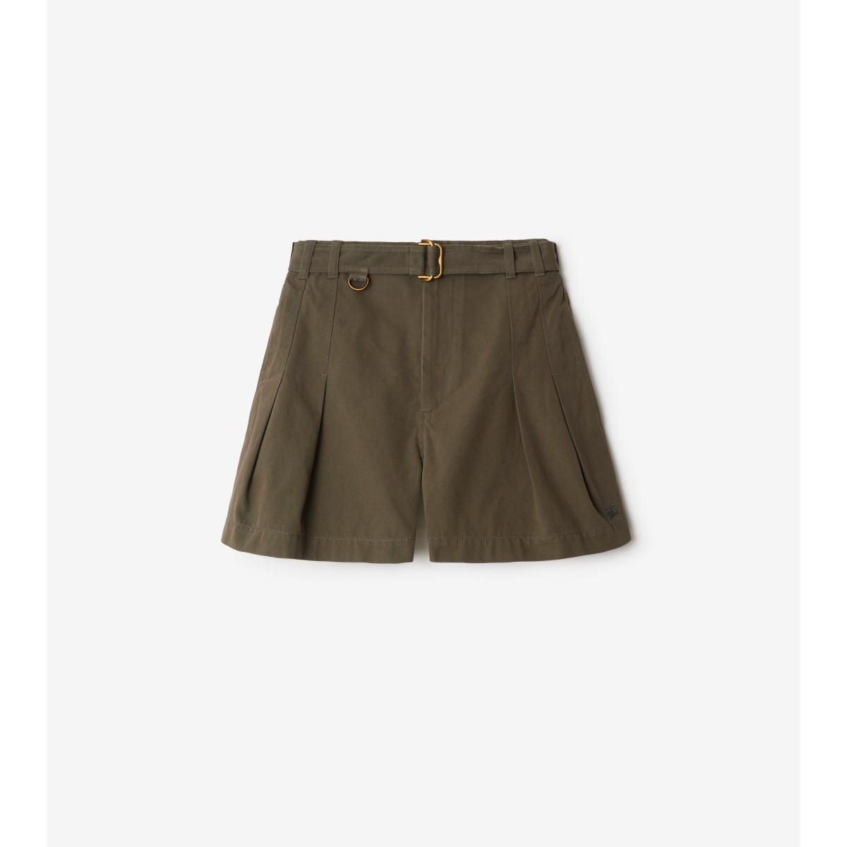 Burberry Cotton Gabardine Belted Shorts In Brown