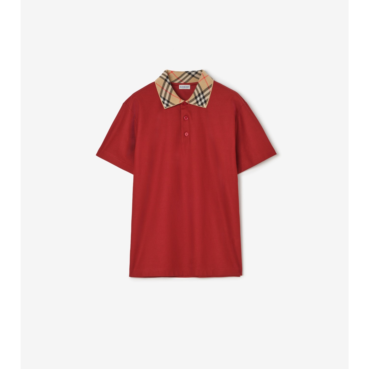 Check Collar Cotton Polo Shirt