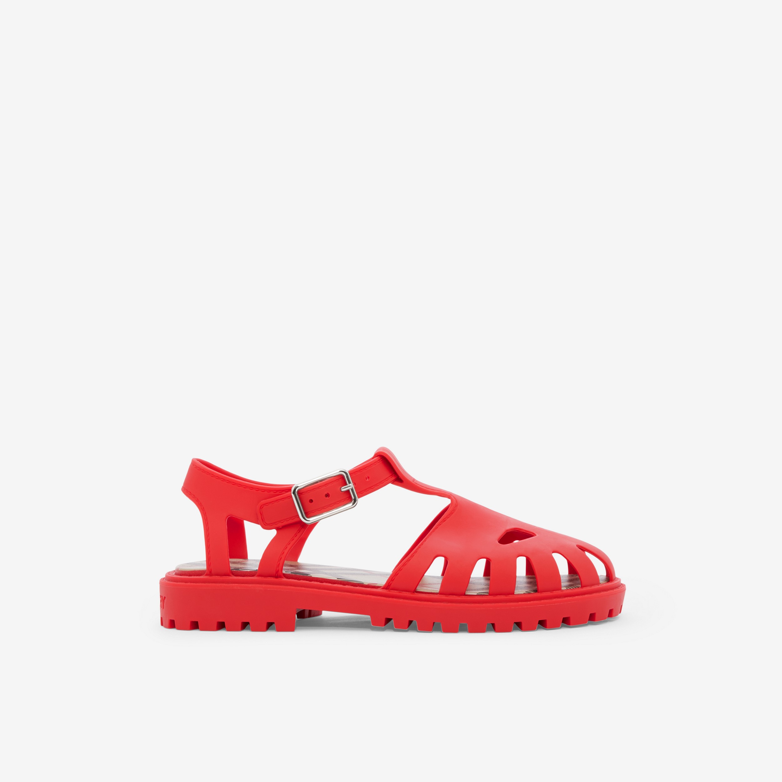 Vintage 格纹内衬橡胶凉鞋 (亮红色) - 儿童 | Burberry® 博柏利官网 - 1