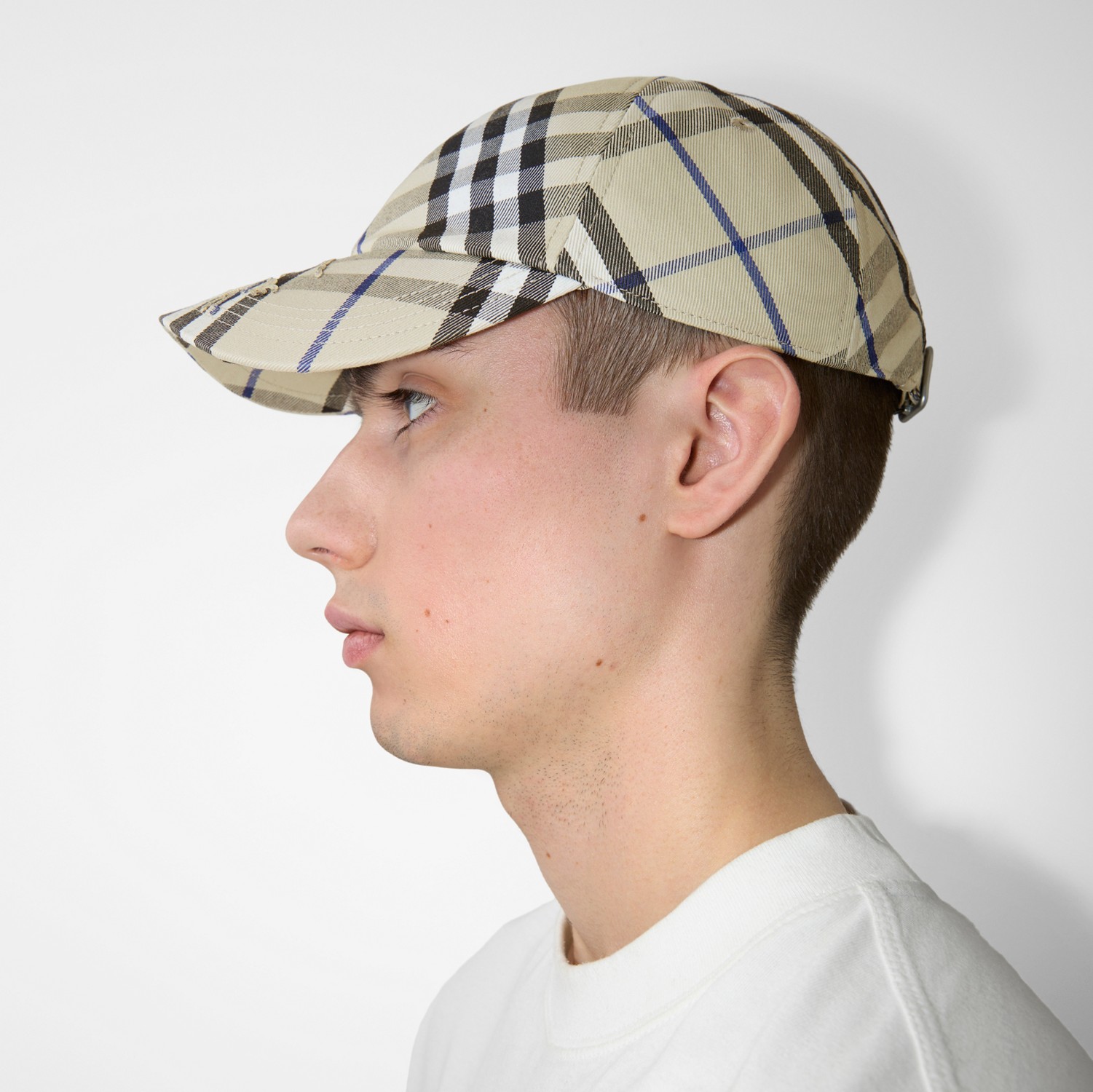 Check Cotton Blend Baseball Cap