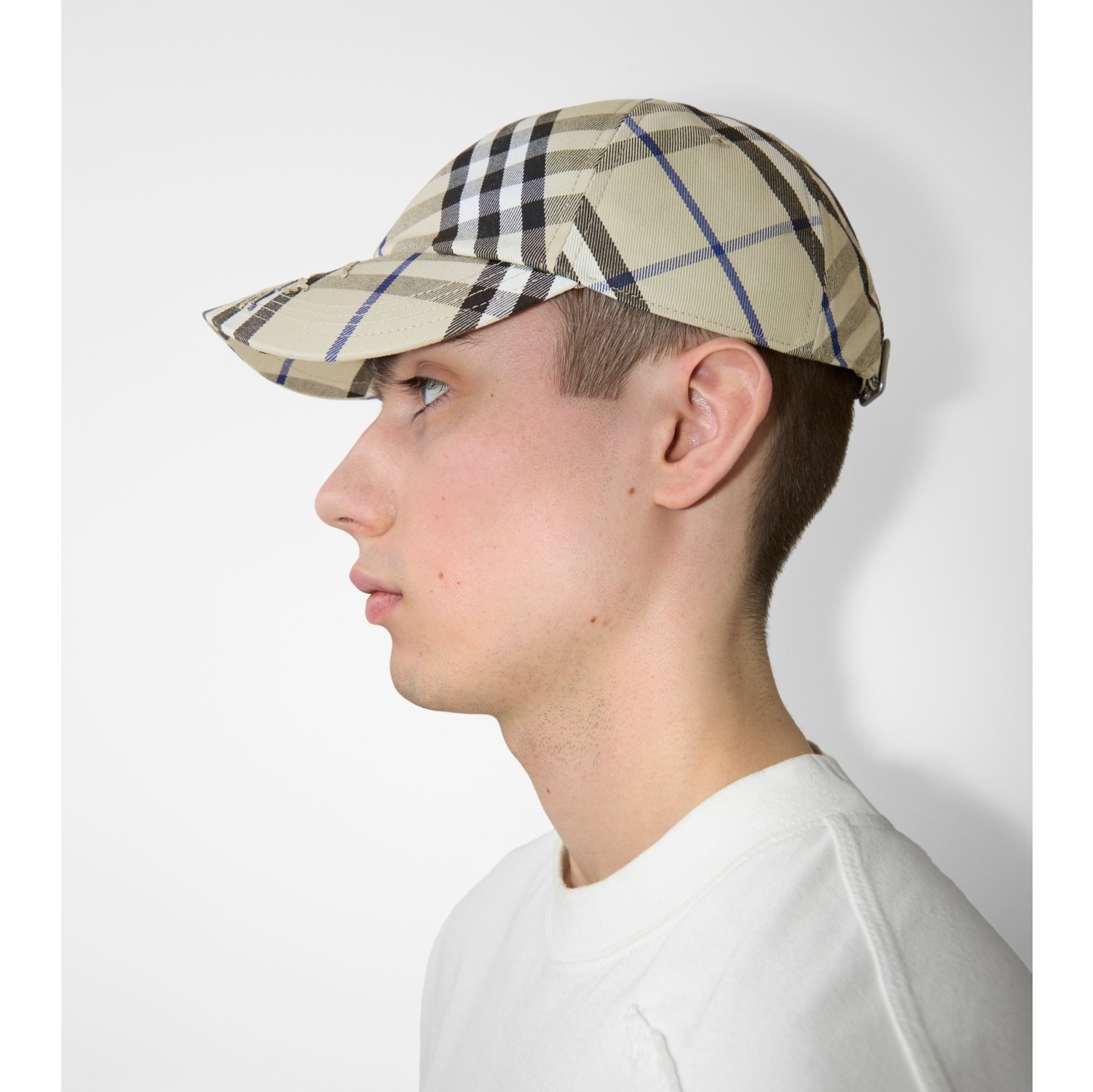 Check Cotton Blend Baseball Cap