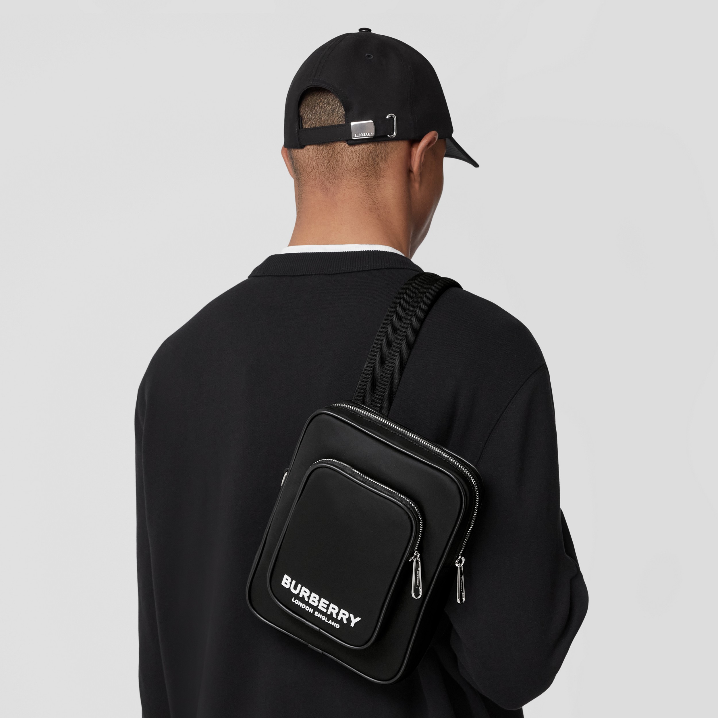 Logo Print Nylon Crossbody Bag in Black - Men | Burberry® Official - 3