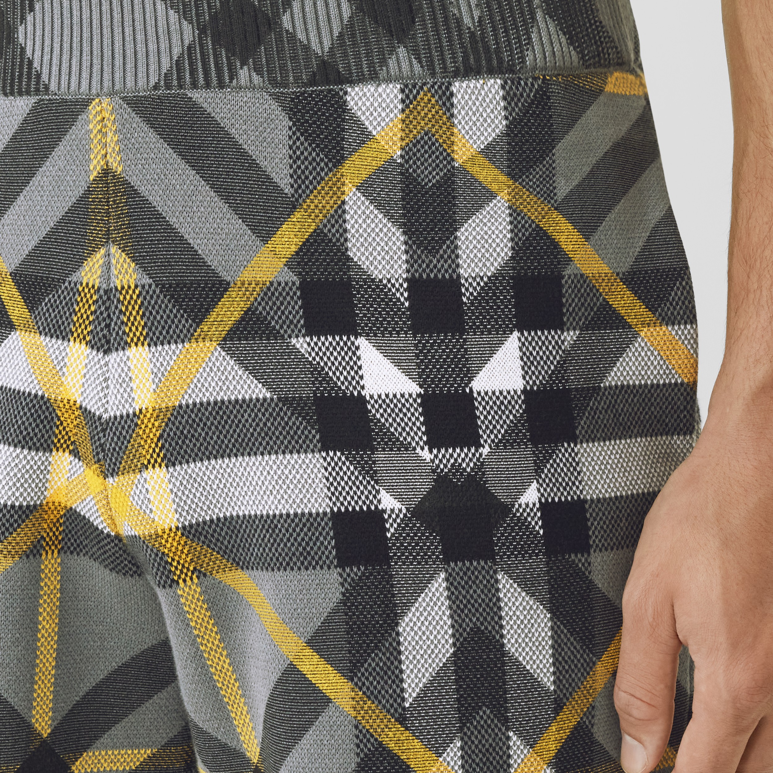 Layered Check Cotton Jacquard Shorts in Storm Grey - Men | Burberry® Official - 2