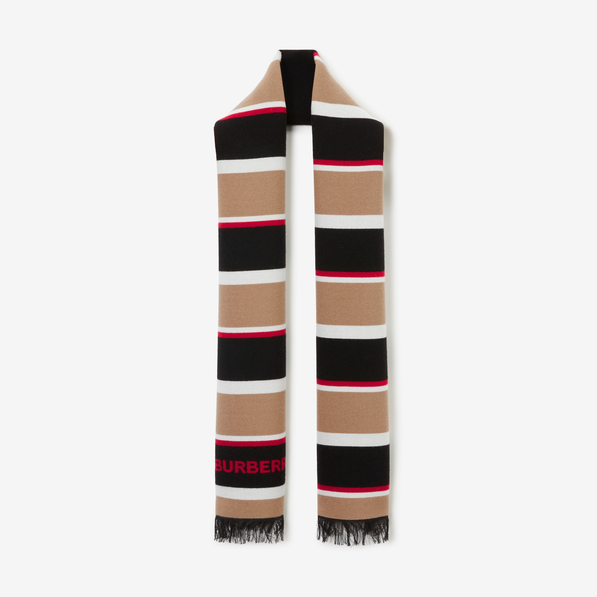 Striped Wool Cotton Scarf in Archive Beige - Children | Burberry® Official - 1