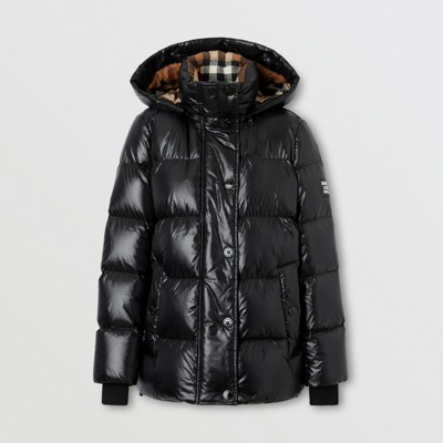 Detachable Hood Logo Appliqué Puffer Jacket In Black - Women | Burberry ...