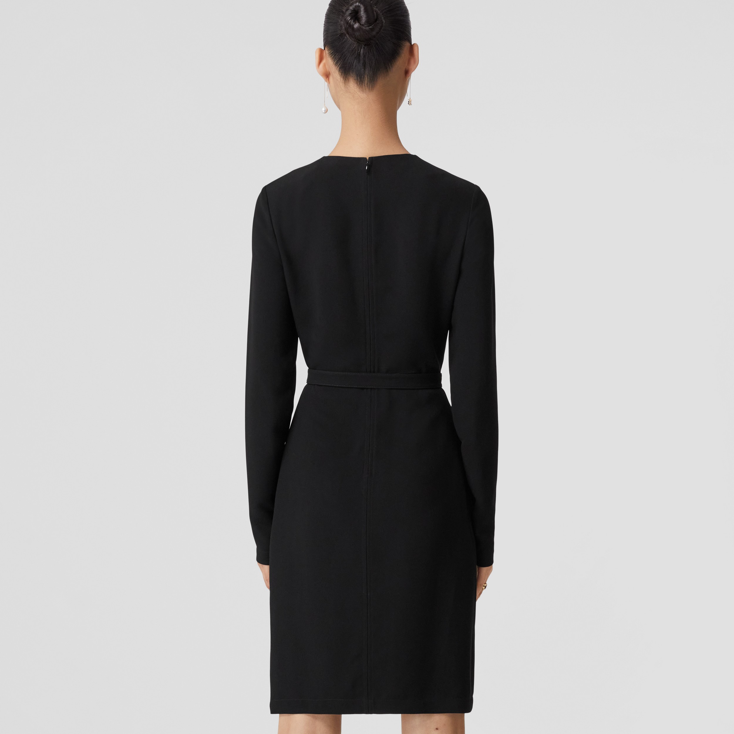 Long-sleeve Monogram Motif Belted Dress in Black - Women | Burberry® Official - 3