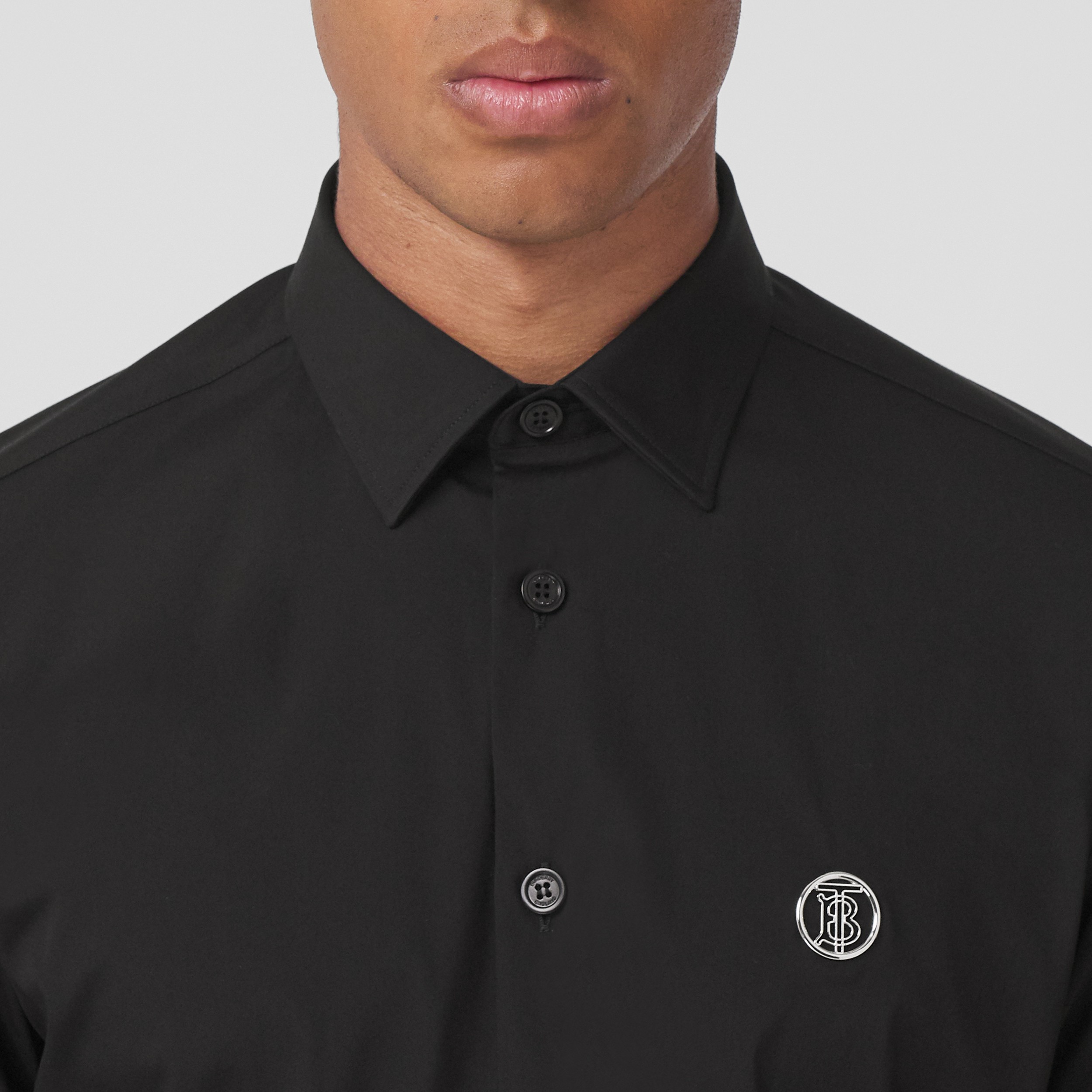 Monogram Motif Technical Cotton Shirt in Black - Men | Burberry® Official - 2