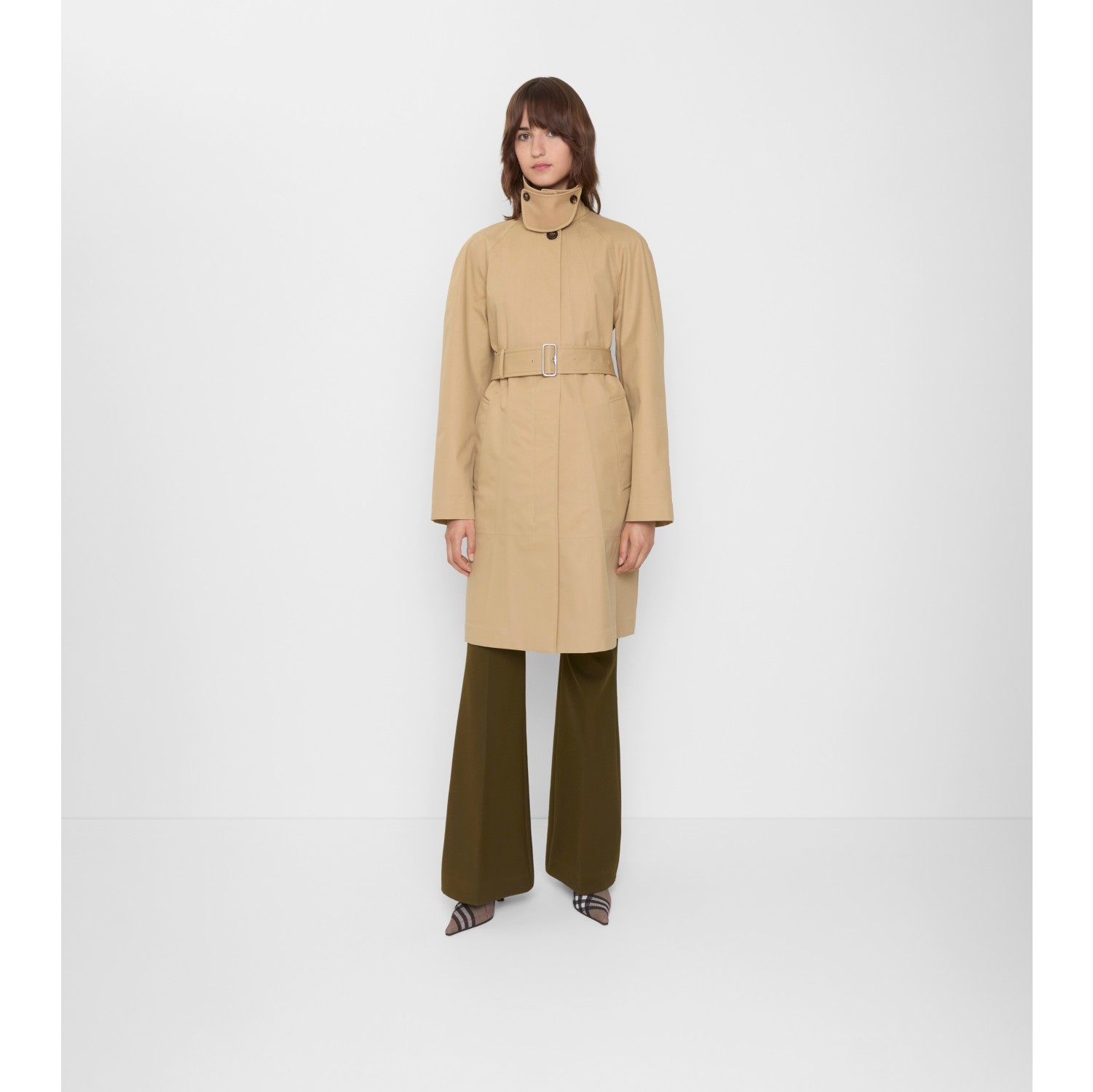 Mid-length Bonded Cotton Car Coat in Flax beige - Women | Burberry® Official