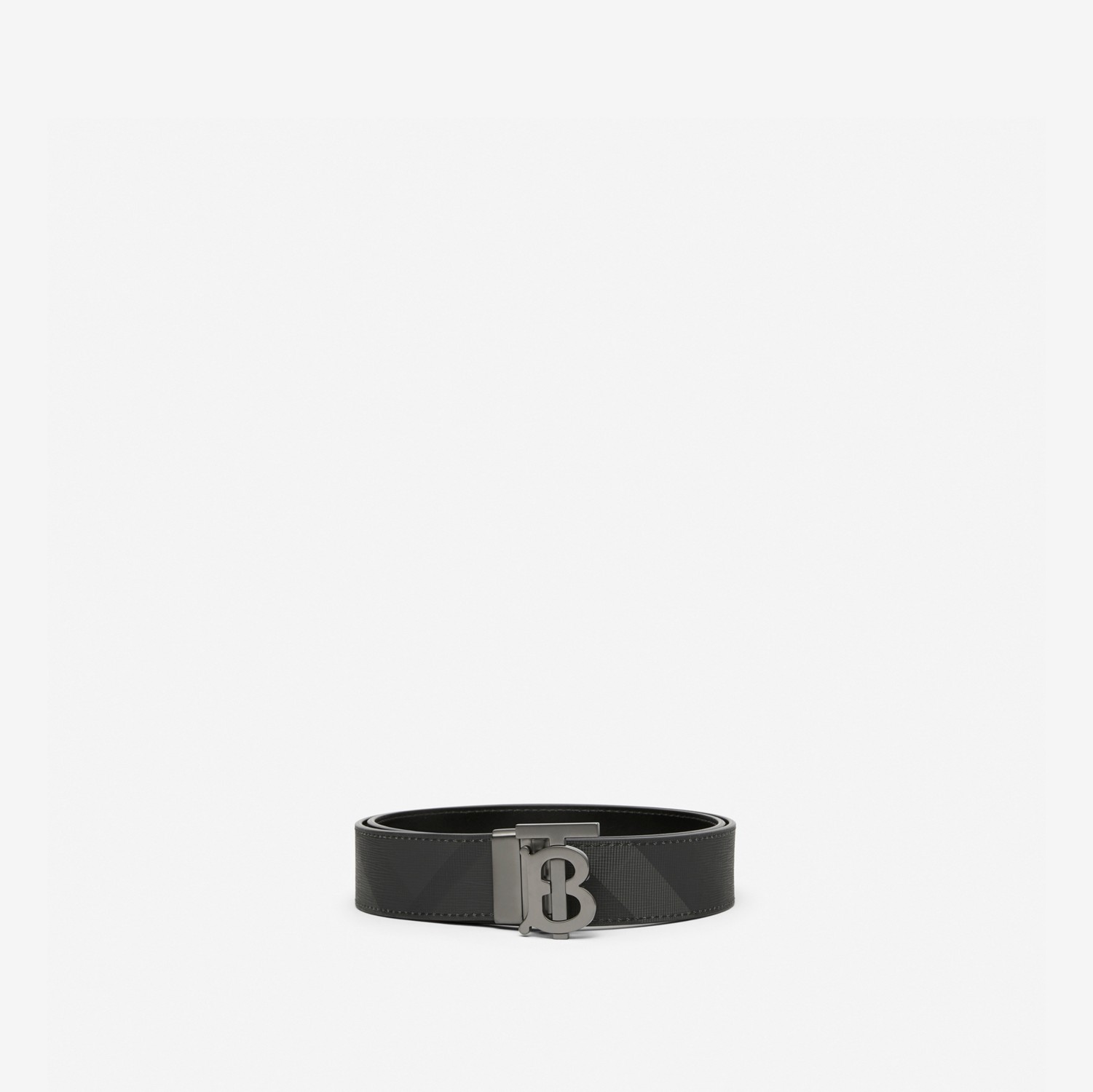 Check and Leather Reversible TB Belt