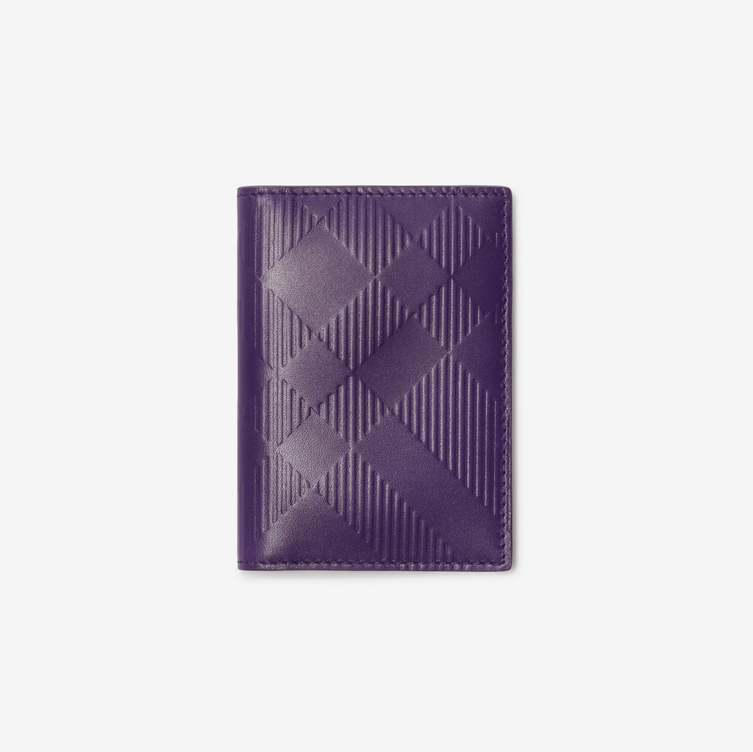 Check Leather Folding Card Case in Royal - Men
